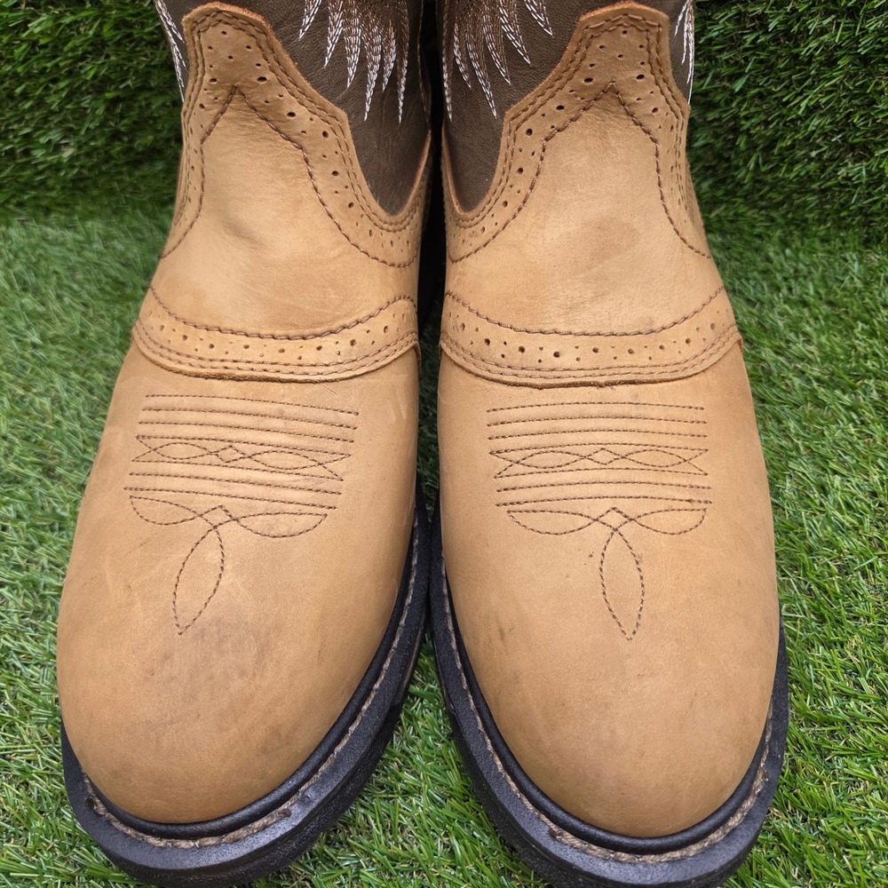 Ariat WorkHog H20 SIZE 12 WIDE Men's Waterproof Pull On Leather Work Boots Brown - Picture 13 of 14